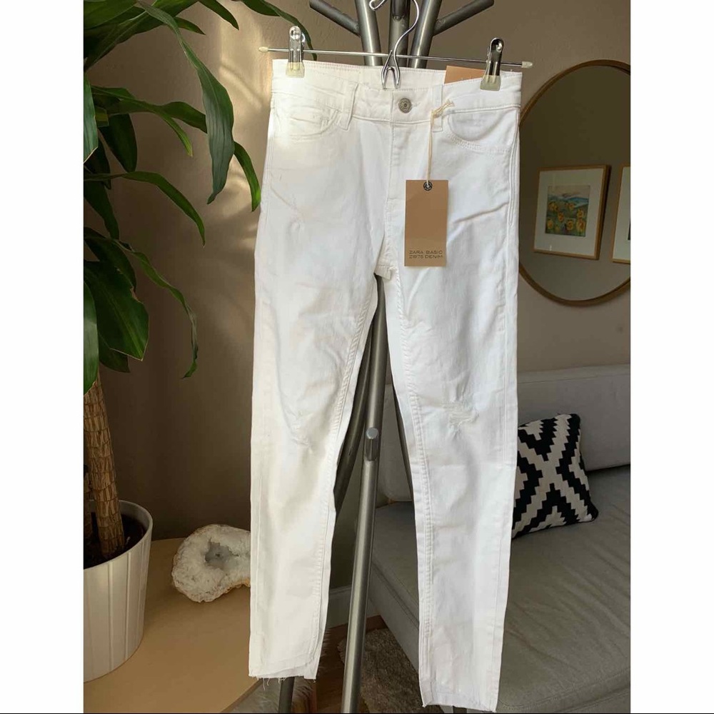 NWT Zara white ankle cropped skinny jeans 0 00 32
